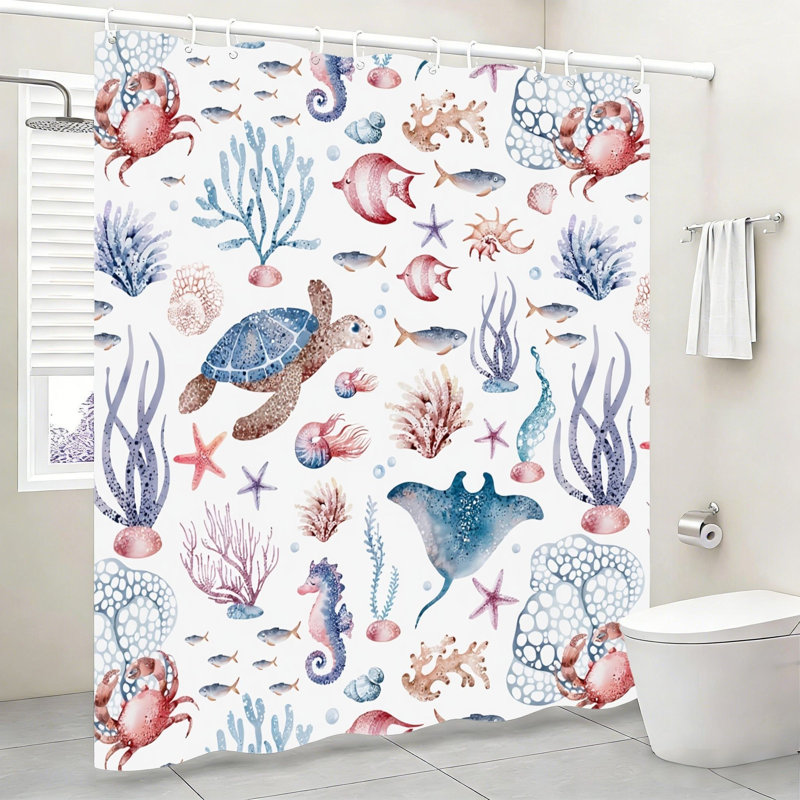 Rideau de douche aquarelle Ocean Life
