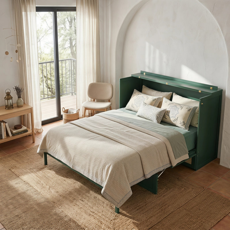Grand lit escamotable avec grands tiroirs de rangement | Lit mural peu encombrant pour chambre d'amis ou bureau personnel