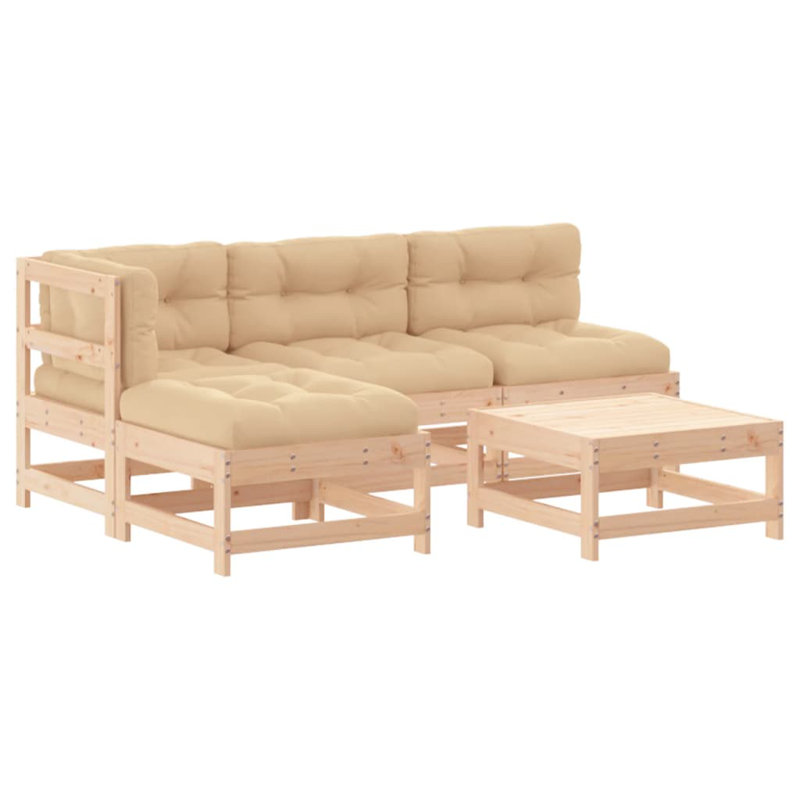 Ensemble de conversation d'extérieur avec coussins Khaley, Beige, Brun