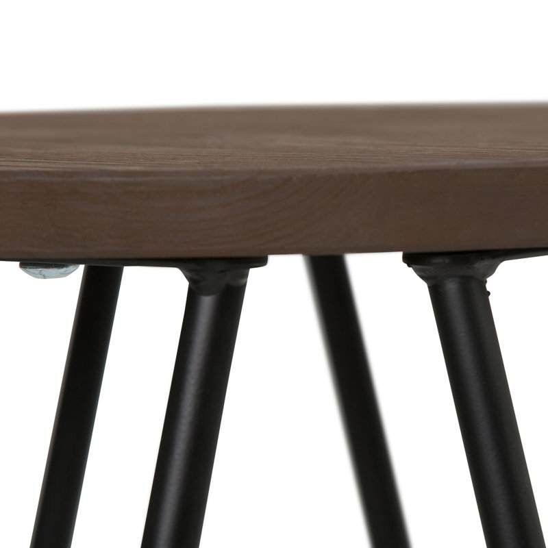 Simeon 26" Cocoa Brown and Black Metal Counter Stools with Elm Wood Seat