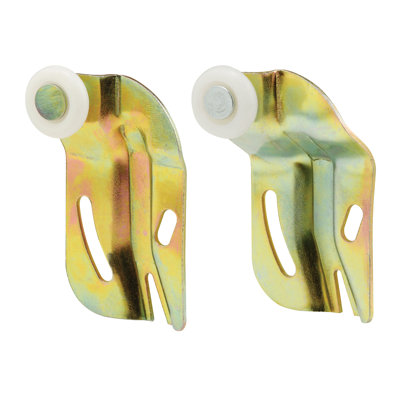 Ensemble de rouleau de porte de placard coulissant, diamètre de roue de 3/4 po, plastique à bords convexes (ronds), fabrication en acier estampé, comprend des paires de décalages de 1/4 et 1/2 po, s'adapte aux systèmes de porte d'armoire Cox (paquet de 2)