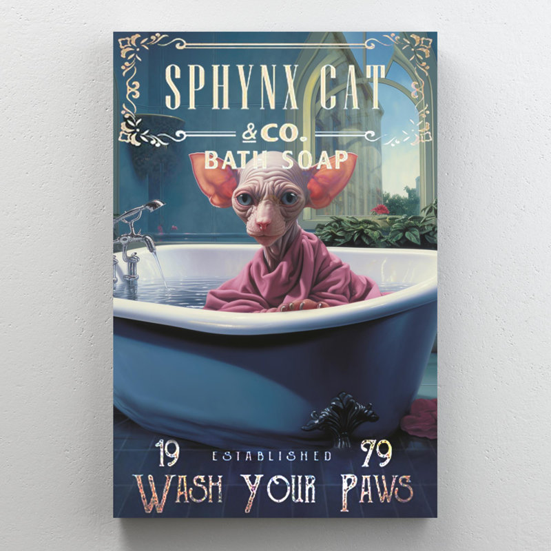 " Sphynx Cat Bath Soap ", 20" H x 16" W x 1.25" D
