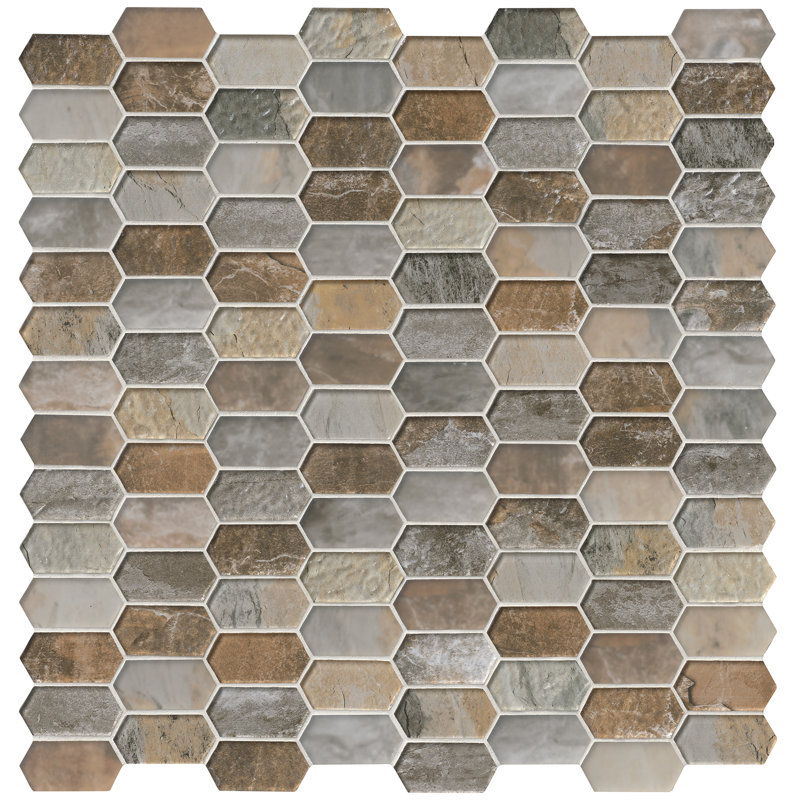 Desert Strata Spire 12 in. x 13 in. Glass Mosaic Wall Tile