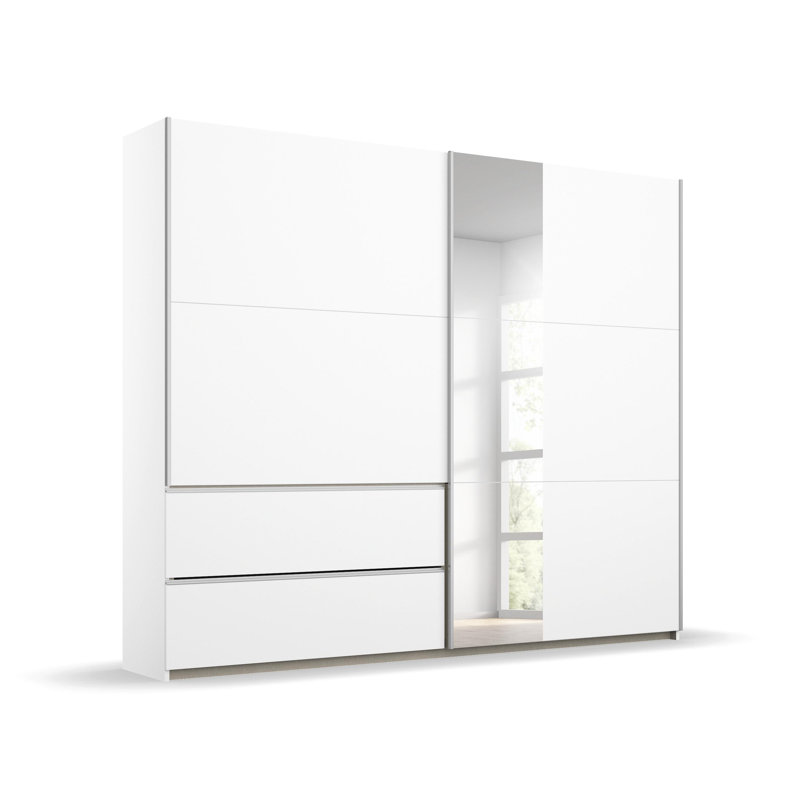 Sevilla 2 Door Manufactured Wood Wardrobe, 210cm H x 218cm W x 59cm D, White/Grey