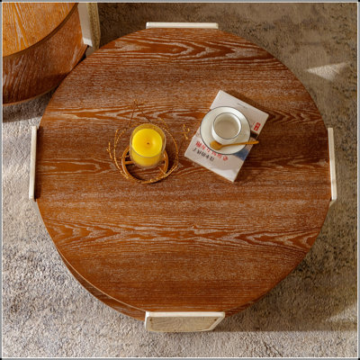 Carved Wooden Coffee Table, Retro End Table With Double-Layer Storage, Small Side Table For Living Room, Palace Style Bedside Table For Small Spaces