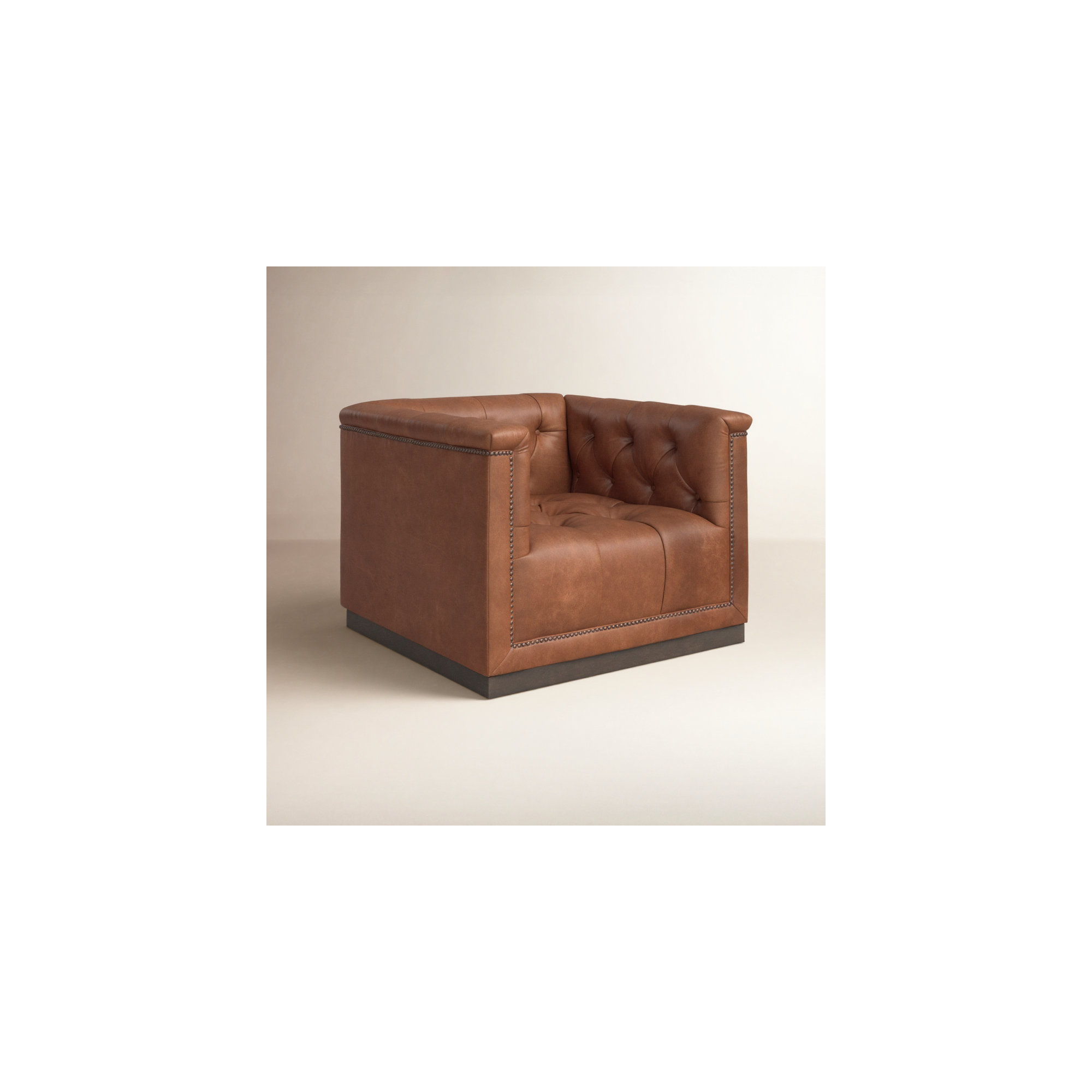 Byer Upholstered Swivel Accent Chair, Heirloom Sienna/Dark Brown Genuine Leather