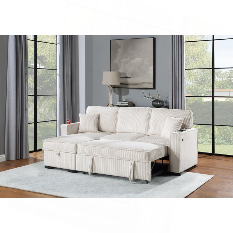 Ensemble de canapé convertible modulaire en velours côtelé réversible avec rangement pour canapé et canapé-lit 2 pièces