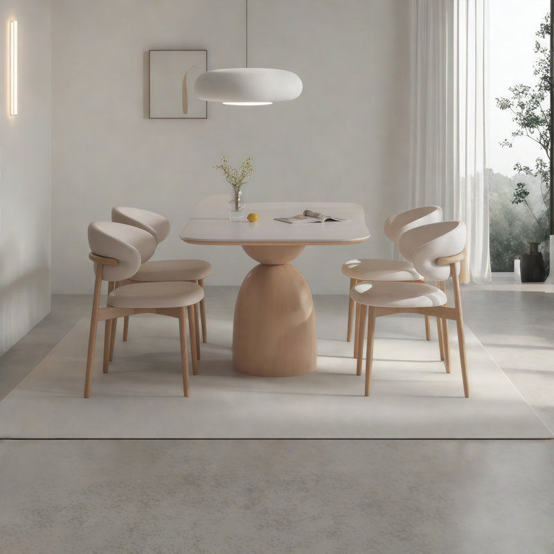 Rectangular Rock Slab Solid Wood Dining Table, 29.5"H x 70.9"L x 31.5"W