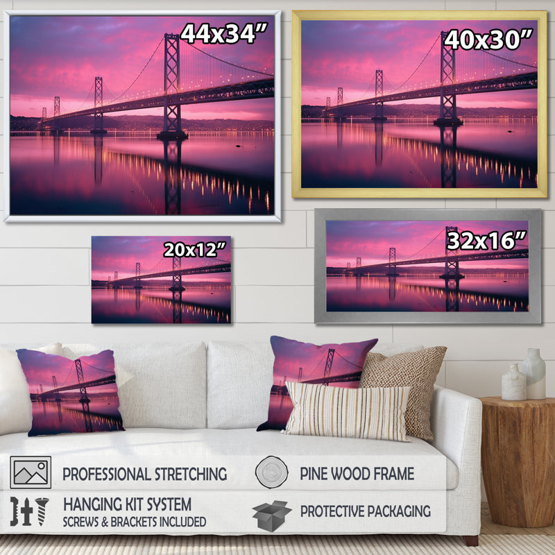 «San Francisco Skyline And Bay Bridge X», reproduction d'art sur toile, Toile tendue, H 12 po x l 20 po x P 1 po