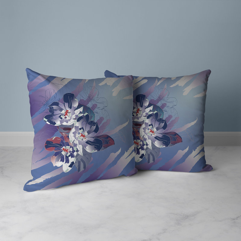 Coussin Rosemary, H 20 po x l 20 po, Bleu / violet