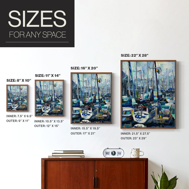 Edmonds Marina Framed Print - Solid Wood, Brown, 20" H x 16" W