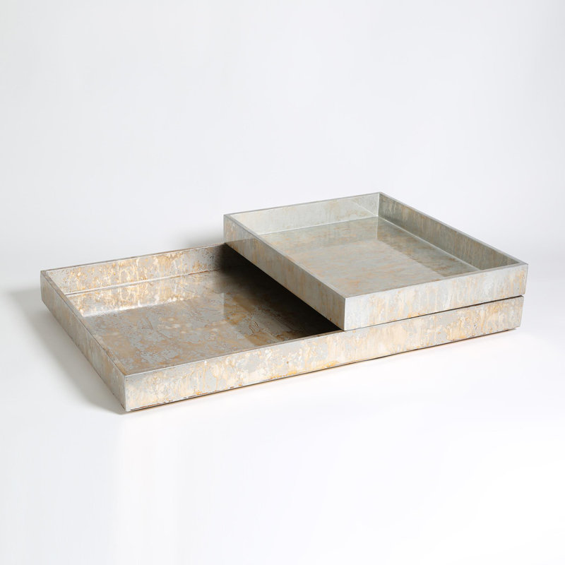 MDF Decorative Tray, 2.25" H x 18" D x 18" D, Champagne Silver