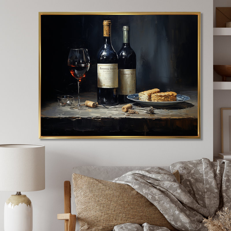 Sommeliers "sélection I" sur toile, Cadre flottant doré, H 34 po x l 44 po x P 1,5 po