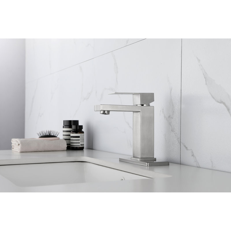 Bathroom Sink Faucet Featuring Single Handle, Pop - Up Drain And Overflow, Stainless Steel Composition, Brushed Nickel Finish, Aerators For Bubble Rich Water Output, Corrosion, Diy Installation With