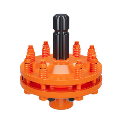 Embrayage de prise de force de tracteur 1-3 / 8 x 6 cannelures, fabrication en acier 45 # avec finition orange, embrayage à friction pour la protection contre les surcharges de la ligne d'entraînement et la sécurité de l'outil