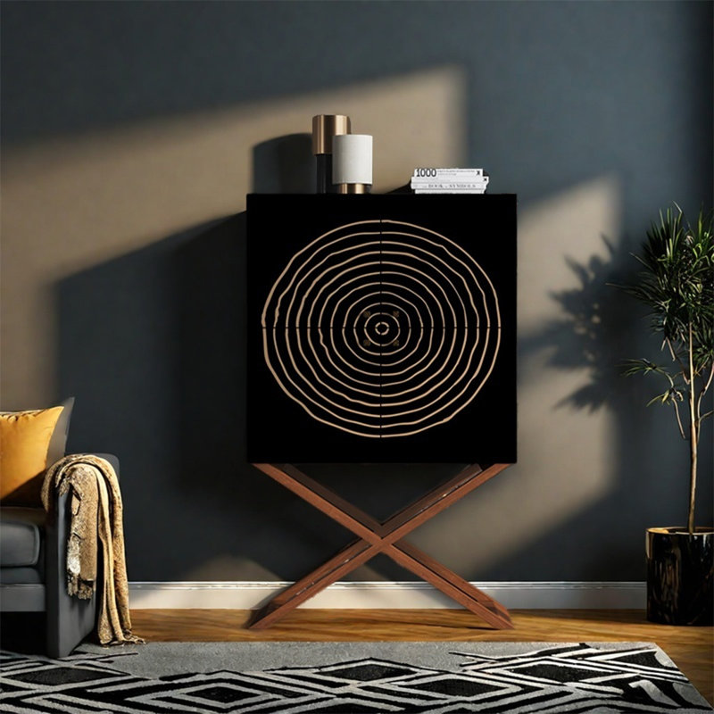 Modern Walnut Cabinet with Handles, Brown