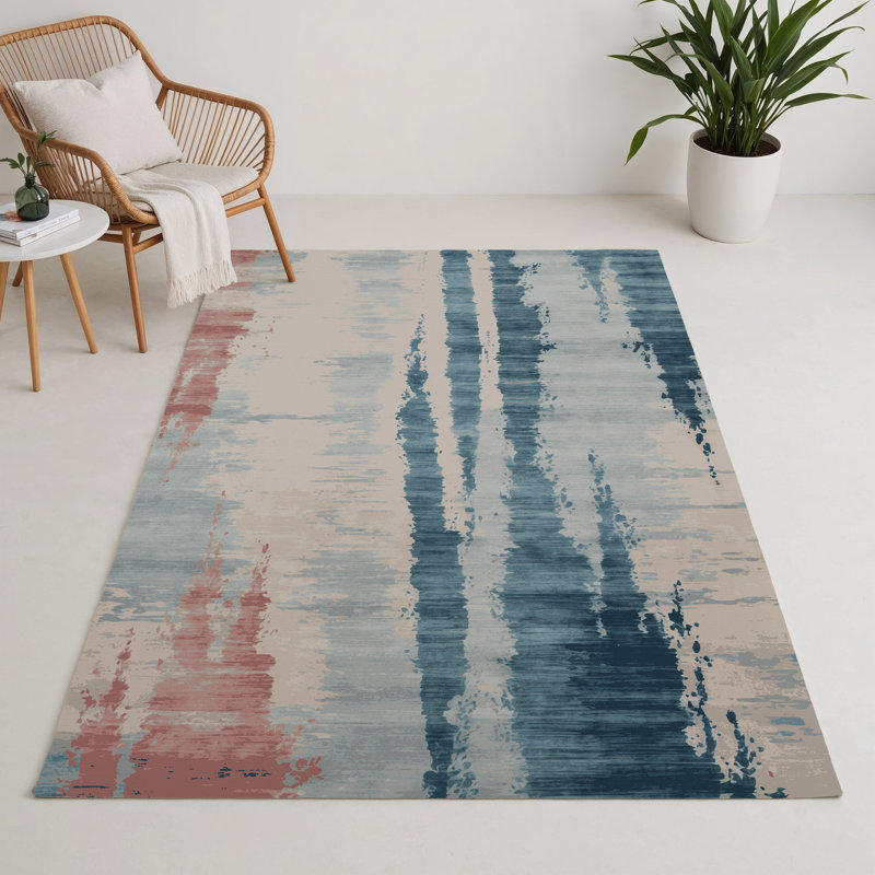 Watercolor Gray Indoor and Outdoor Area Rug, Rectangle 9' x 12'