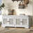 Rustic Storage Bench Multifunctional Wood Entryway Shoe Bench With Removable Cushion, Woven Rattan Doors & Adjustable Shelves For Hallway, Living Room (White+Beige )-1175618480