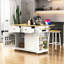 Grand îlot de cuisine de 48 pouces avec 2 tabourets de bar, prise de courant, support de rangement interne pour porte, chariot de rangement de cuisine sur 5 roulettes avec abattant, 5 supports latéraux ouverts, 2 tiroirs, pour la cuisine, la salle à manger-2120272645