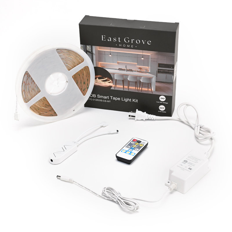 Ensemble de rubans lumineux à DEL Luminetix 150LM par pi 32,8 pi longueur de champ 2 po avec télécommande réglable blanc 2700K-6000K 36W Plug-in