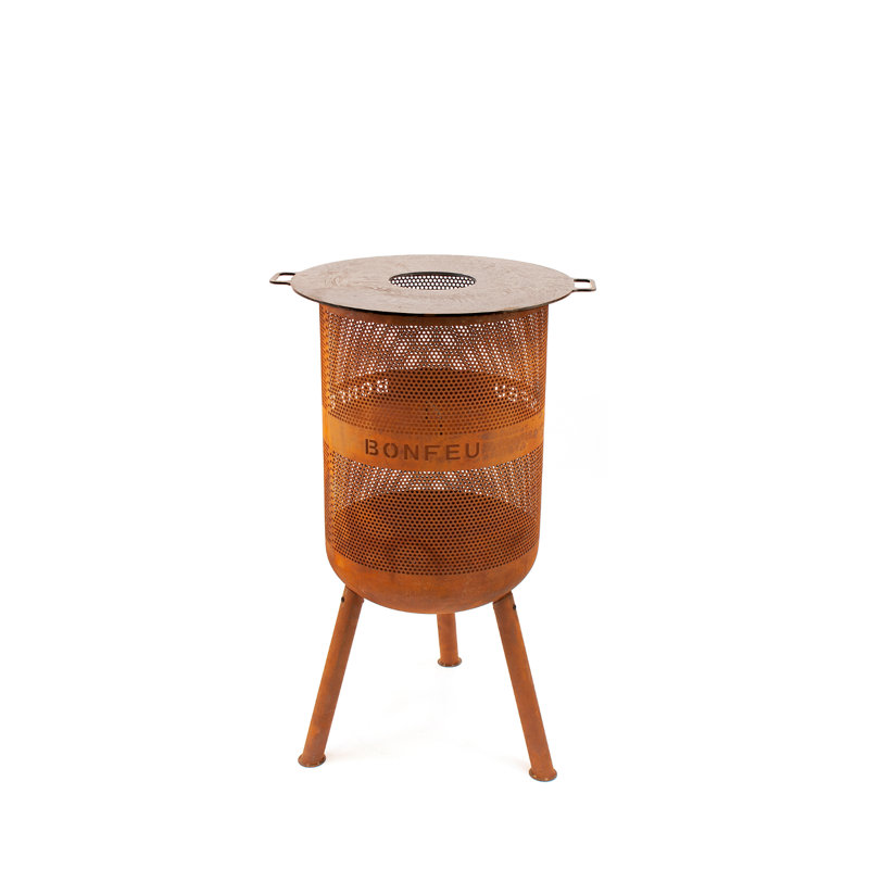 Cylinder Steel Outdoor Fireplace, Orange, 85cm H x 34cm W x 34cm D