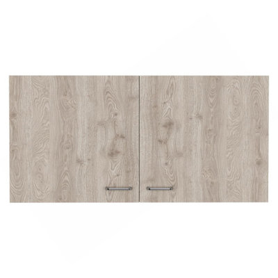 Armoire murale Napoles, deux tablettes, double porte - blanc / gris clair