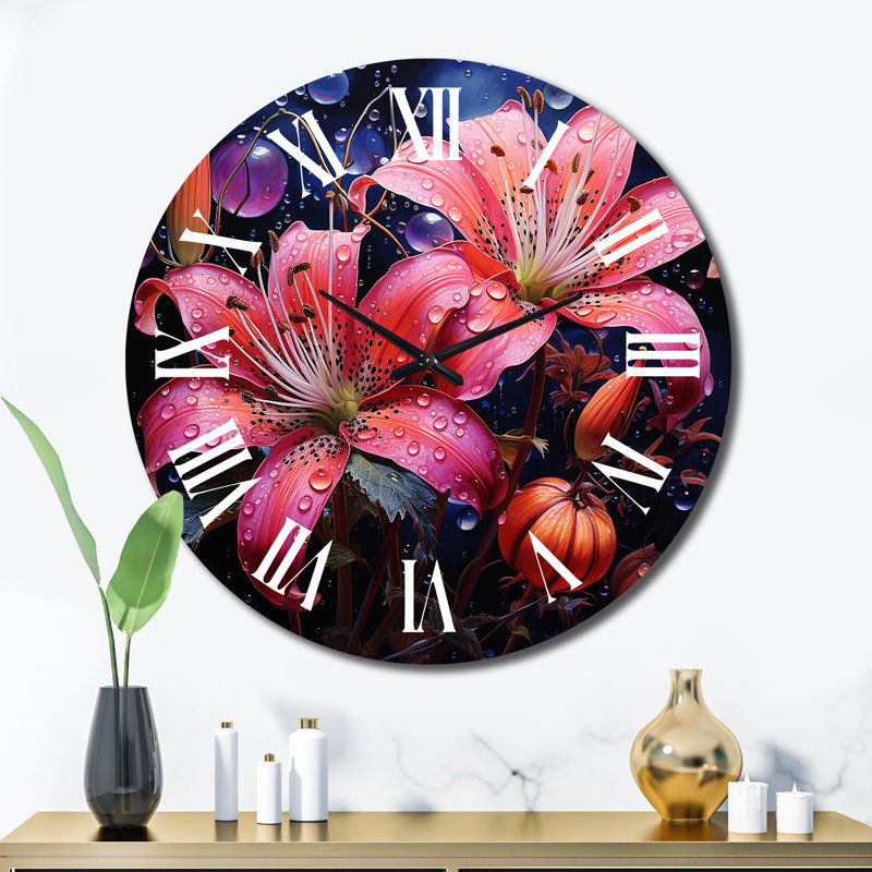 Charteris - Horloge murale florale, Très grand