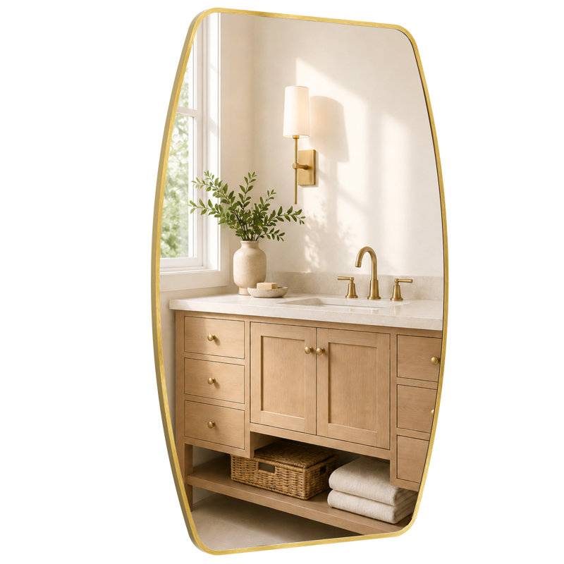 Miroir de salle de bain Curved, Or brossé