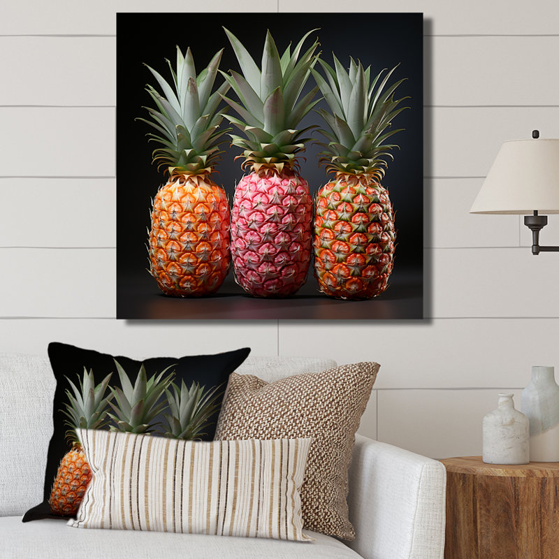 Pastel Coloured Pineapple Delight II - Ananas, art mural, Toile tendue, H 36 po x l 36 po x P 1,5 po