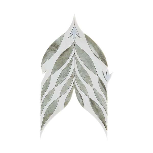 14" X 12" Green Nature Leaf Mosaic Floor And Wall Tile