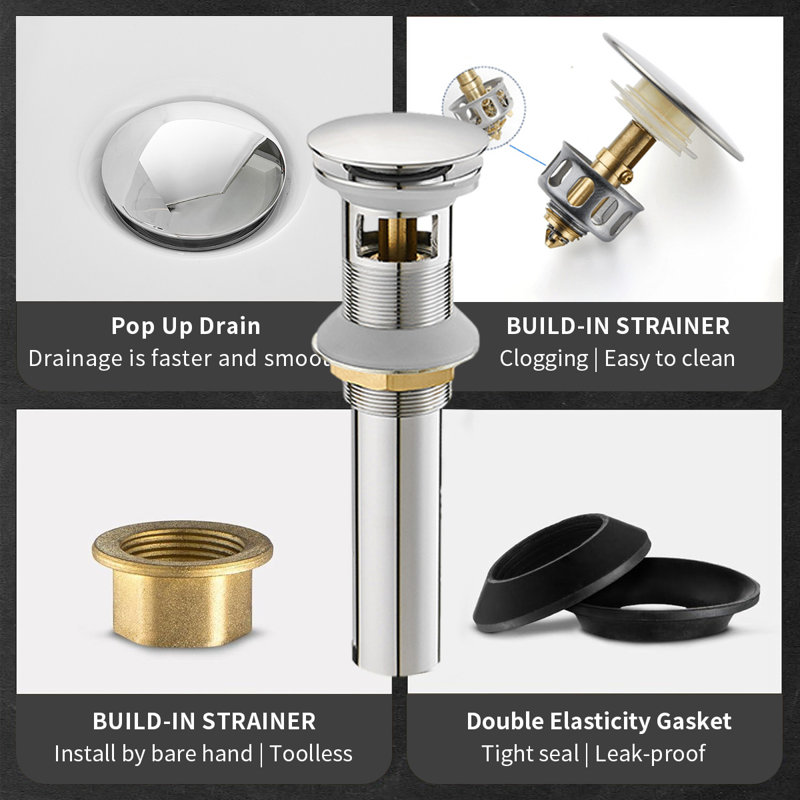 Polished Chrome Single Handle Bathroom Faucet with Drain Assembly