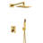 Gold-Tone Brass Shower Set with Wall-Mount Showerhead and Handle
