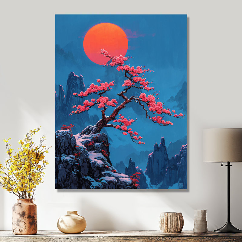 Fleur de cerisier - reproduction d'art murale arbre, H 20 po x l 12 po x P 1 po, Toile tendue