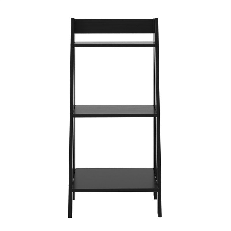 Échelle à 3 tablettes en bois massif, Noir