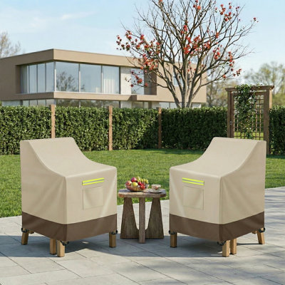 600D Heavy Duty All-Weather High Back Patio Chair Cover, Waterproof Outdoor Cover for 4-6 Stackable Chairs