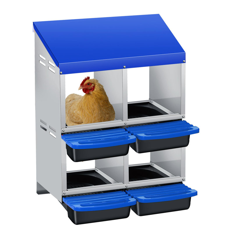 Boîte de nidification pour poulets, Easy Egg Collection et boîte de ponte en acier galvanisé Clean pour poules, Bleu