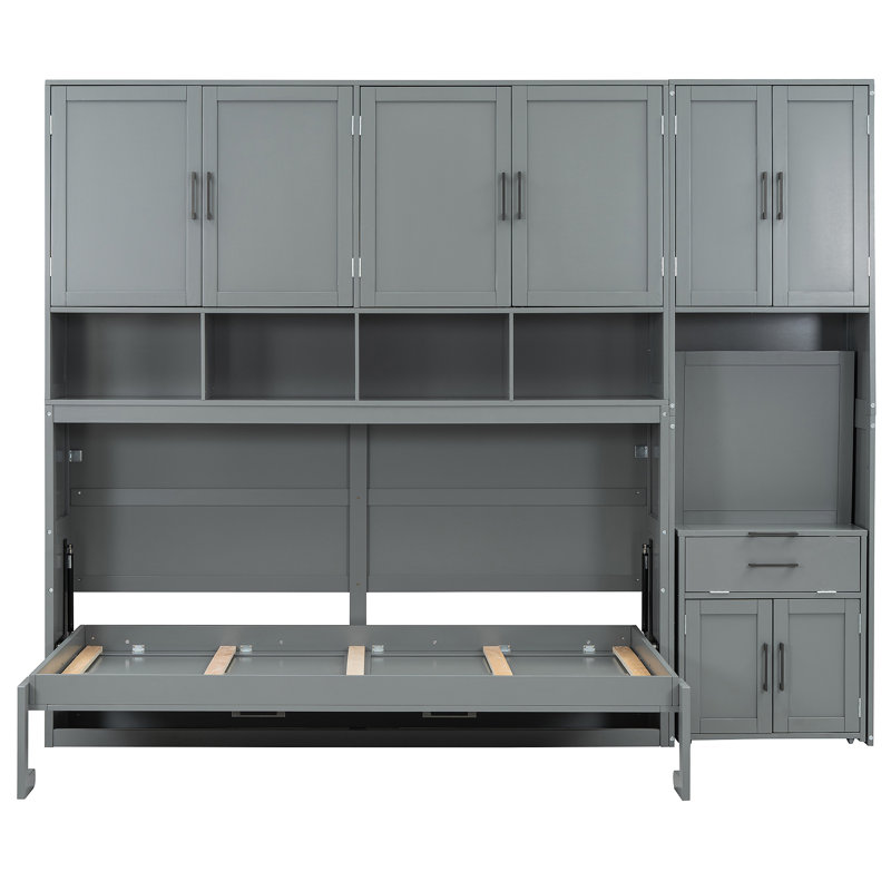 Lit escamotable innovant avec placard, tiroirs et bureau, une solution compacte et fonctionnelle pour les espaces de vie modernes