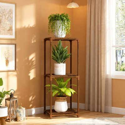 Support à plantes à 3 niveaux pour une utilisation intérieure et extérieure, étagère d'angle à plusieurs niveaux pour pots de fleurs multiples, support pour plantes de jardin sur le balcon