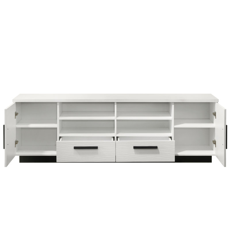 70.5" White Finish Tv Stand With Drawers