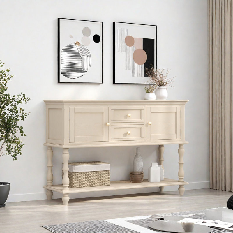 Console Retro, H 35,43 po x l 55,12 po x P 15,75 po, Blanc