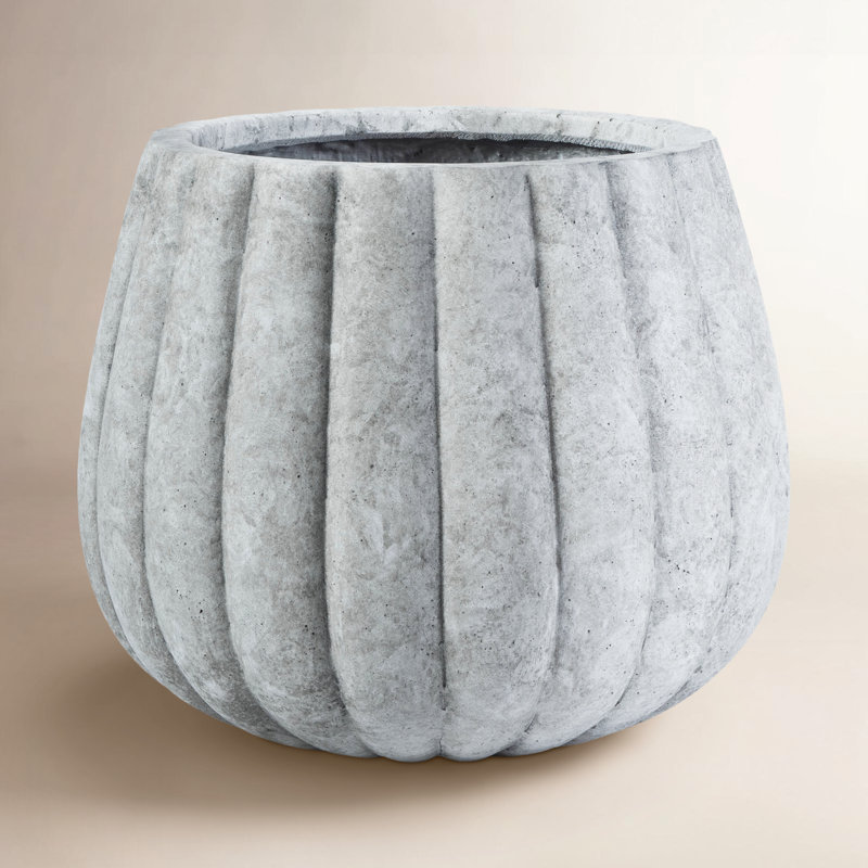 Prussia Concrete Pot Planter, Light Grey