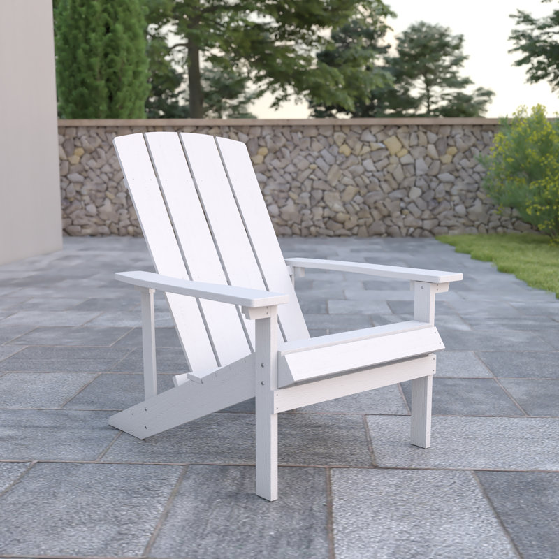 Commercial All-Weather Adirondack Chair in Faux Wood, White