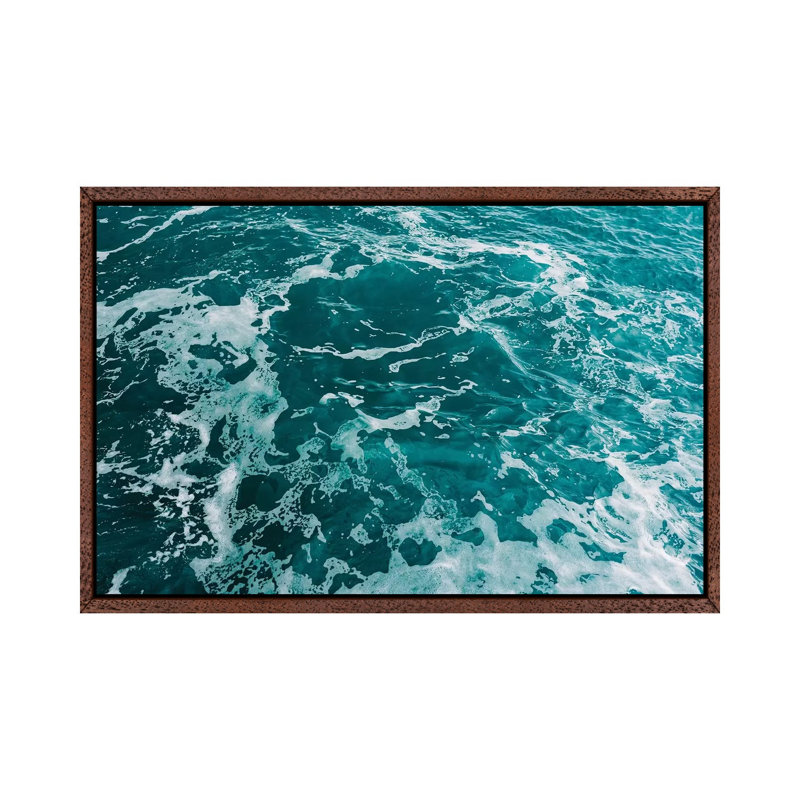Amalfi Coast Water IX by Bethany Young - Print on Canvas, 66.04cm H x 101.6cm W x 3.81cm D, Classic Brown Wood Framed