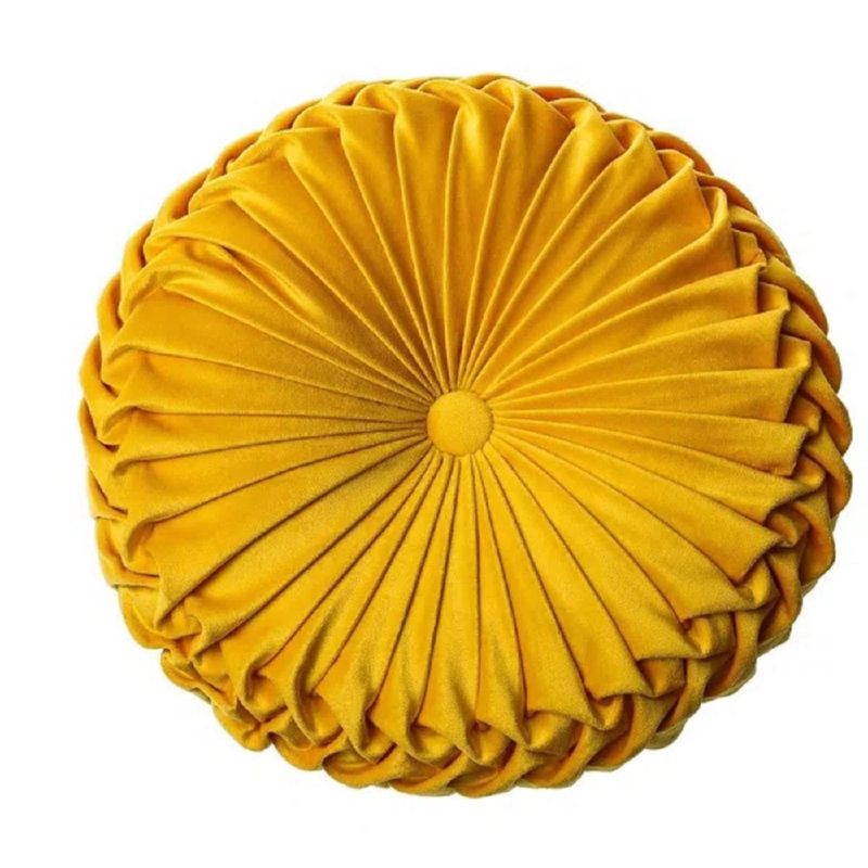 Irany Velvet Throw Round Pillow Cover & Insert, Mustard