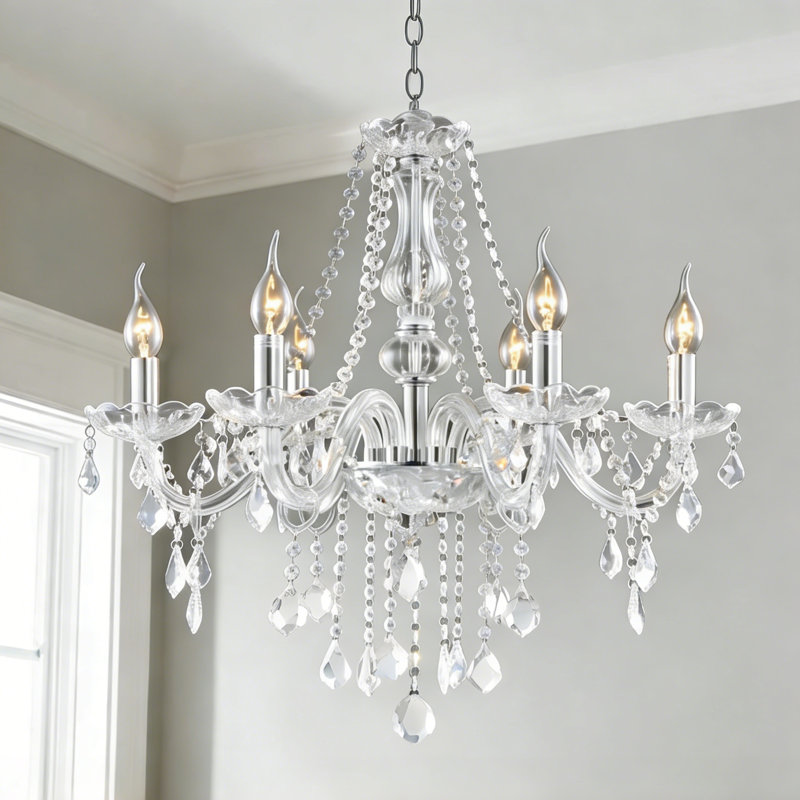 Amiaha 6 - Light Glass Dimmable Classic/Traditional Chandelier
