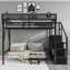 Lit mezzanine double en métal compact avec rangement, conception moderne pour les adolescents