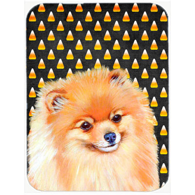 Caroline's Treasures Halloween Candy Corn Pomeranian Portrait Glass Cutting Board