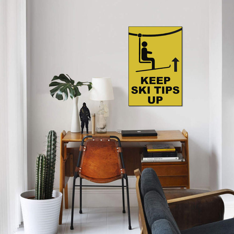 «Ski Tip», art textuel sur toile, H 18 po x l 12 po x P 1,5 po, Toile tendue, Pas de tapis