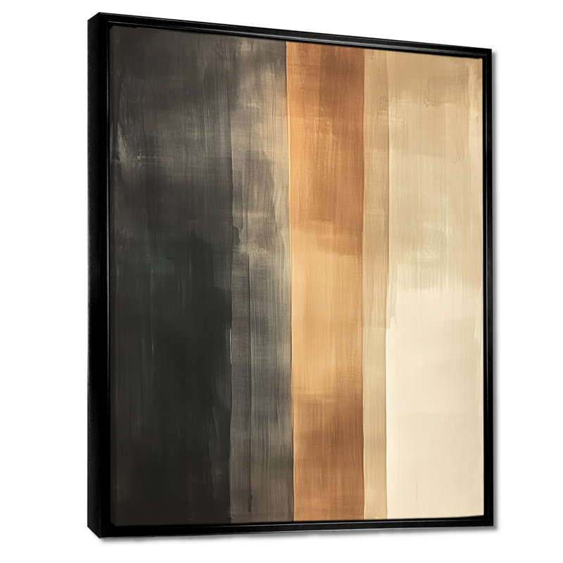 Toile de formes modernes, formes modernes douces beiges, art mural abstrait beige, H 40 po x l 30 po, Cadre flottant noir