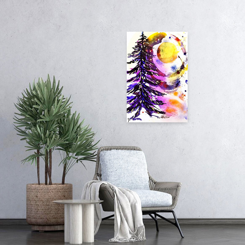 Cosmic Christmas Tree Abstract Colorful Vibrant Christmas Tree Landscape Nature Wall Art Print 1 Piece Wrapped Canvas Wall Art